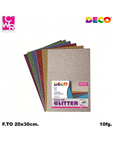 CWR GOMMA EVA GLITTER ADESIVA 20X30 10FG 10401