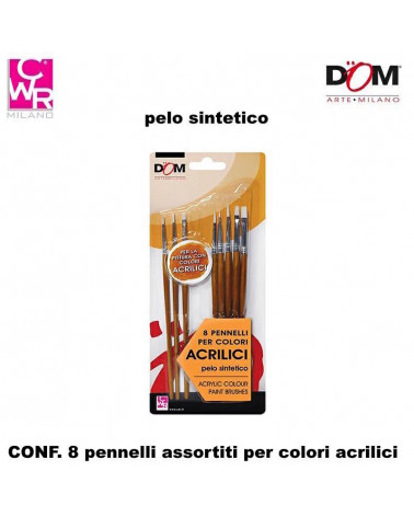 CWR SET 8 PENNELLI ASSORTITI PER COLORI ACRILICI
