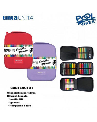 TINTA UNITA ASTUCCIO ONE TIME PREMIUM 48 PASTELLI+12BRUSH