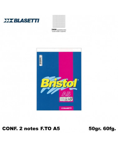 BLASETTI NOTES BRISTOL A5 5MM 60FG 2PZ. BLISTER 1057