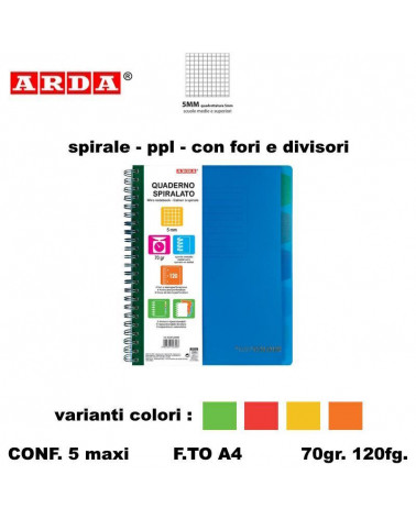 ARDA MAXI SPIRALE PPL FORI + DIVISORI 120fg. 5MM [5PZ]