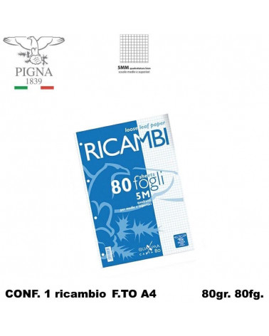 PIGNA RICAMBIO A4 BIANCO 80FG. 5MM