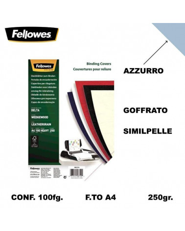 FELLOWES COVER A4 240gr.100fg.AZZURRO-CARTONCINO RILEGARE