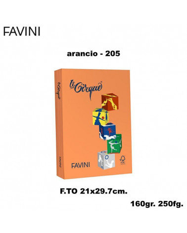 FAVINI CARTA A4 160gr.250fg.LE CIRQUE ARANCIO-FORTE-FOTOCOPIE
