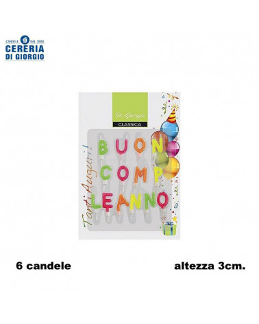 CERERIA DI GIORGIO CANDELA BUON COMPLEANNO 3cm. [6PZ]