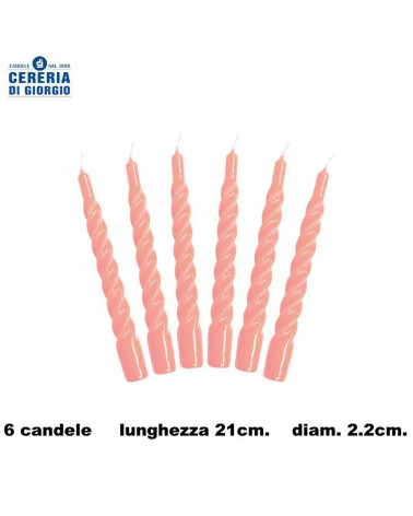 CERERIA DI GIORGIO CANDELA TORTIGLIONE 20CM.ROSA [6PZ]