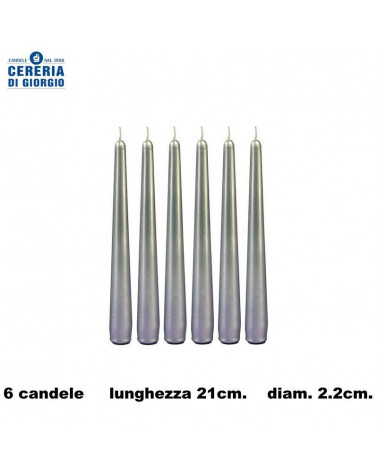 CERERIA DI GIORGIO CANDELA CONICA 20CM.ARGENTO [6PZ]