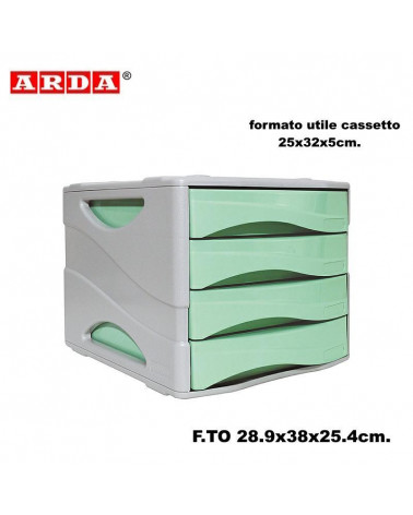 ARDA CASSETTIERA PASTEL 4 CASSETTI VERDE