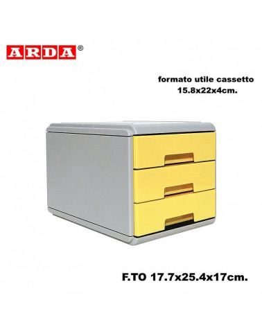 ARDA MINI CASSETTIERA PASTEL 3 CASSETTI GIALLO
