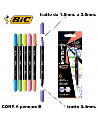 BIC MARCATORE INTENSITY DUAL TIP 6COL.PASTELLO