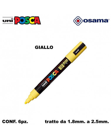 OSAMA MARCATORE UNI POSCA PC5 6PZ. GIALLO-P.MEDIA