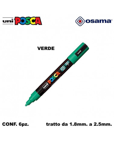 OSAMA MARCATORE UNI POSCA PC5 6PZ. VERDE-P.MEDIA