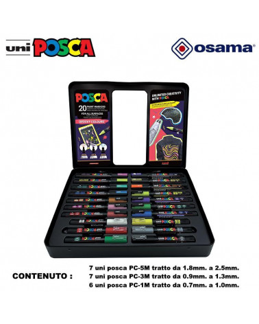 OSAMA POSCA GROOVY VALIGETTA METALLO MARCATORI 20PZ.
