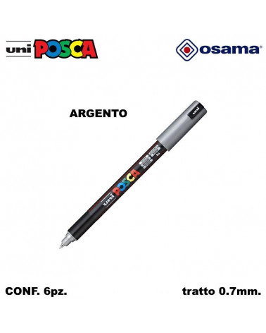 OSAMA MARCATORE UNI POSCA PC1 6PZ. ARGENTO-EXTRA FINE