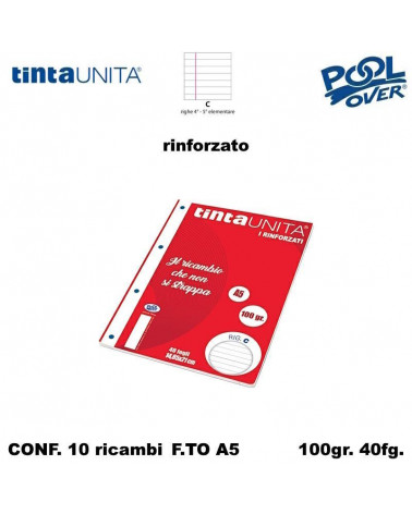 TINTA UNITA RICAMBIO A5 RINFORZATO POOL C 90431 [10PZ]