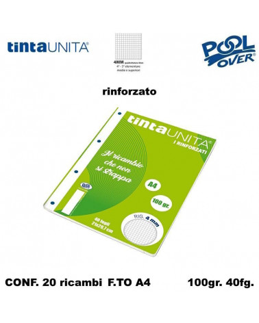 TINTA UNITA RICAMBIO A4 RINFORZATO POOL 4MM 90296 [20PZ]