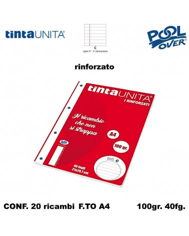 TINTA UNITA RICAMBIO A4 RINFORZATO POOL C 90292 [20PZ]