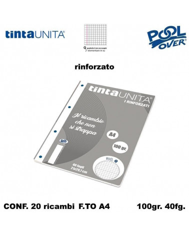 TINTA UNITA RICAMBIO A4 RINFORZATO POOL Q 90293 [20PZ]