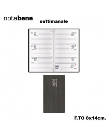 NOTABENE AGENDA SETTIMANALE 8X14 559C VERTIGO ANTRACITE