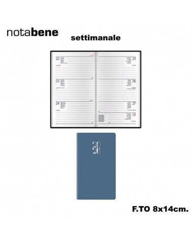 NOTABENE AGENDA SETTIMANALE 8X14 466C GOMMATO AZZURRO