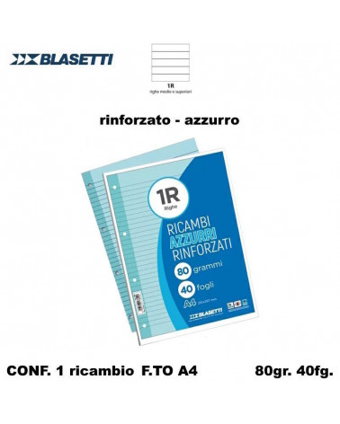 BLASETTI RICAMBIO A4 RINFORZATO AZZURRO 1R