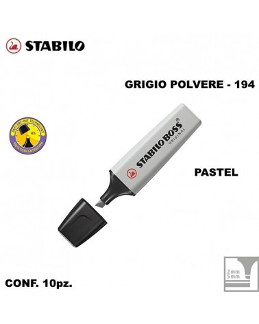 STABILO BOSS PASTEL GRIGIO POLVERE 194-EVIDENZIATORE [10PZ]