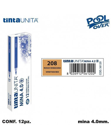 TINTA UNITA PASTELLO MINA 4MM. ROSSO VENEZIANO 208 [12PZ] 56120