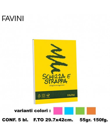 FAVINI SCHIZZA E STRAPPA 29,7X42  BLOCCO [5PZ]