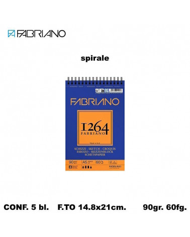 FABRIANO SCHIZZI 1264 A5 90gr.60fg. [5PZ] BLOCCO SPIRALE