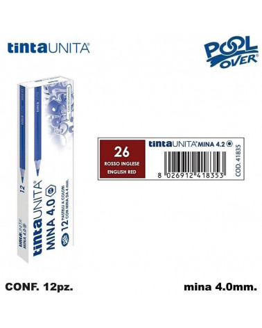 TINTA UNITA PASTELLO MINA 4MM. ROSSO INGLESE 26 41835 [12PZ]