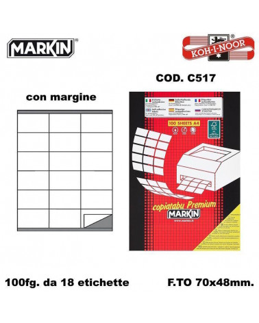 MARKIN ETICHETTE FOTOCOPIABILI 100FG. C517-70X48-ADESIVE