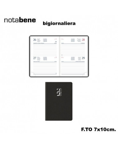 NOTABENE AGENDA BIGIORNALIERA 7X10 406C GOMMATO NERO
