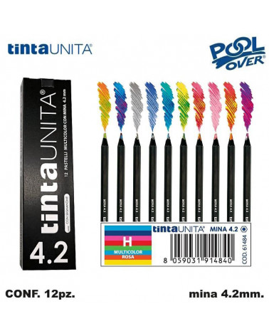 TINTA UNITA PASTELLO MINA 4.2MM. MULTICOLOR ROSA H [12PZ] 61484