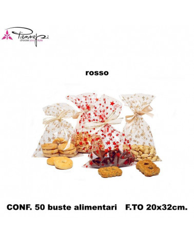 PNP BUSTE ALIMENTARI TRASPARENTI ROSSO STARRY 20x32 [50PZ]
