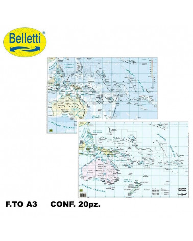 BELLETTI CARTINA FISICO POLITICA  OCEANIA [20PZ]