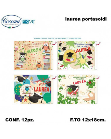 CECAMI BIGLIETTI AUGURI LAUREA PORTASOLDI TIRETTE 00098 [12PZ]