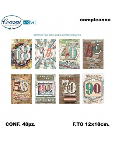 CECAMI BIGLIETTI BUON COMPLEANNO I MIGLIORI ANNI 00102BC [48PZ]