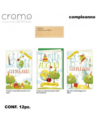 CROMO BIGLIETTI COMPLEANNO BAMBINI BC.8134 [12PZ]
