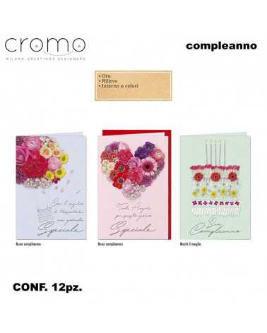 CROMO BIGLIETTI COMPLEANNO FEMMINILE BC.9059 [12PZ]