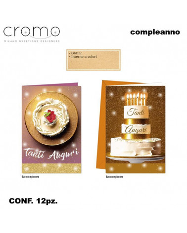 CROMO BIGLIETTI COMPLEANNO FEMMINILE BC.9064 [12PZ]