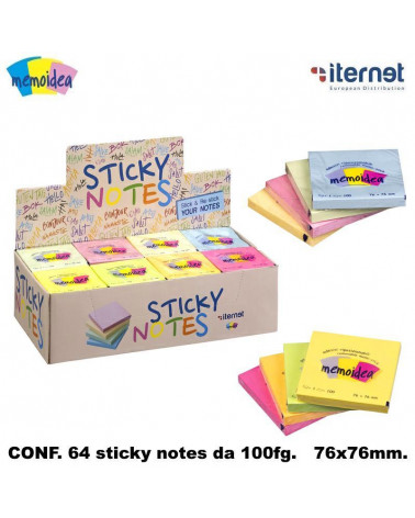 ITERNET DISPLAY 64 NOTES RIPOSIZIONABILI 76x76 100fg.FLUO/PASTEL