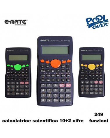 E-MATE CALCOLATRICE SCIENTIFICA POOL SCT02 97858 10+2 CIFRE 249 FUNZ