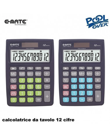 E-MATE CALCOLATRICE DA TAVOLO POOL DKT719C 97862 12 CIFRE