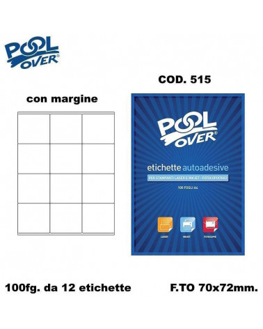 POOL OVER ETICHETTE FOTOCOPIABILI 100FG.515-70x72 ADESIVE