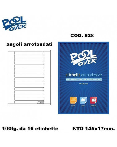 POOL OVER ETICHETTE FOTOCOPIABILI 100FG.528-145x17 ADESIVE