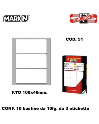 MARKIN ETICHETTE ADESIVE 10CF. 10FG. COD.51 100x46