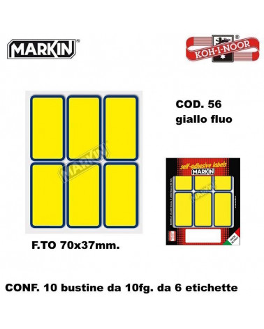 MARKIN ETICHETTE ADESIVE 10FG.10PZ. FLUO-70X37-GIALLO