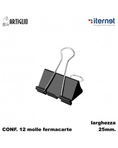 ITERNET MOLLA FERMACARTE 2.5CM.12PZ. 510/3-DOUBLE CLIPS