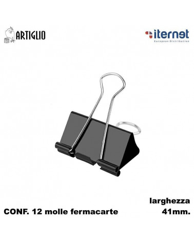 ITERNET MOLLA FERMACARTE 4.1CM.12PZ. 510/1-DOUBLE CLIPS