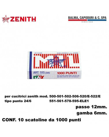 ZENITH PUNTI 515/6 1000P. PER CUCITRICE-24/6 [10PZ]